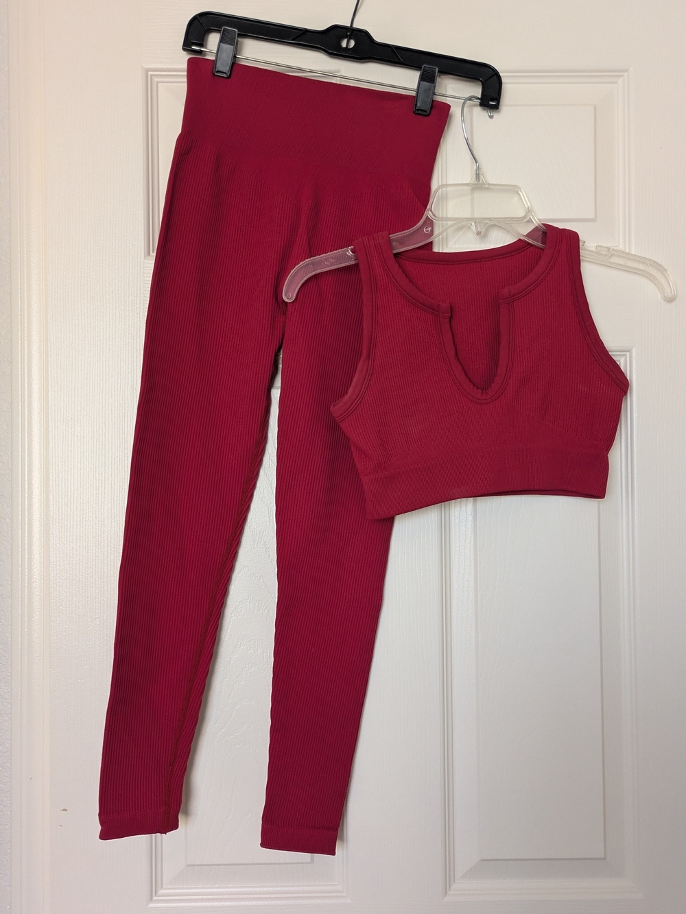 Ribbed Two-Piece Active Set in Red